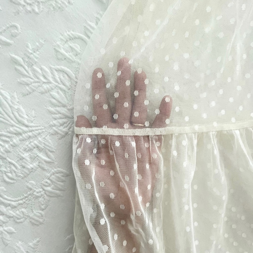 NWOT Lulus Cruise to Catalina Ivory Swiss Dot Sheer Maxi Swim Cover-Up Small - Picture 11 of 14